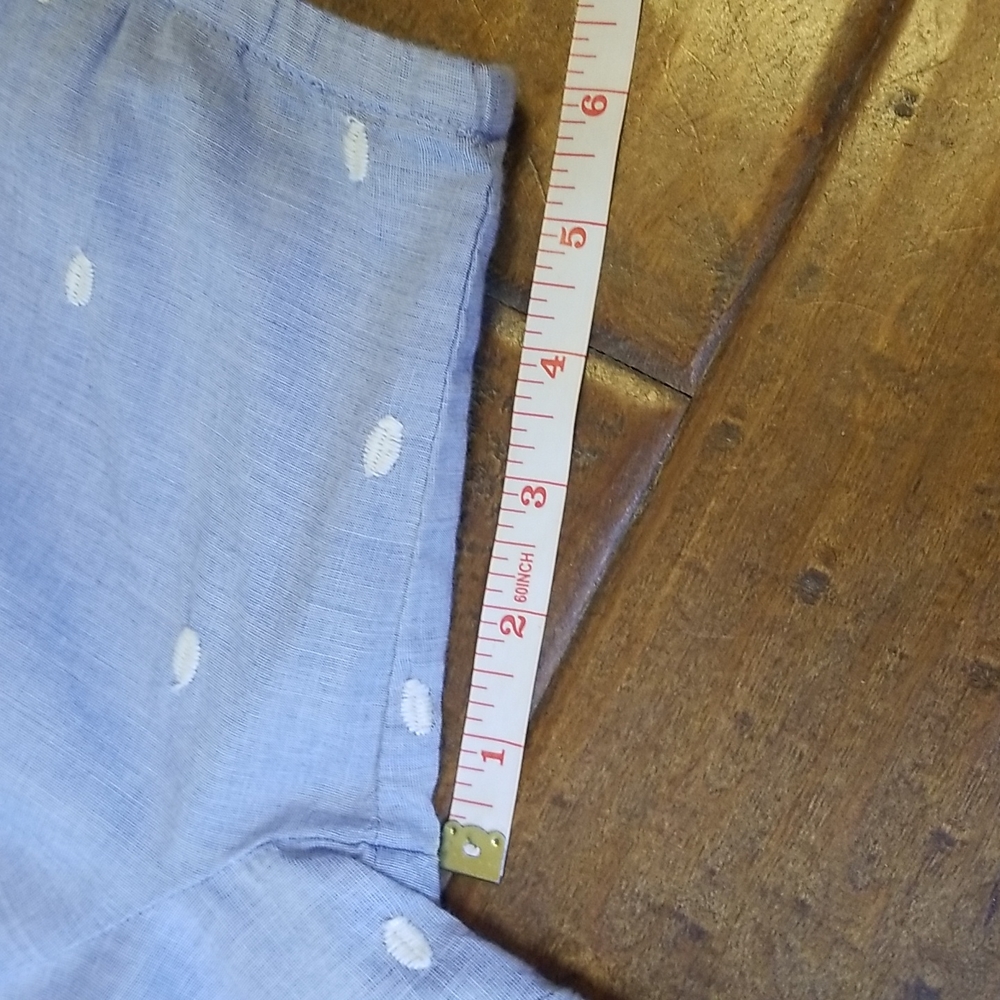 Talbots Womens Elastic Round Neck Light Blue White Lace Eyelet Shotsleeve Shirt - Picture 7 of 10